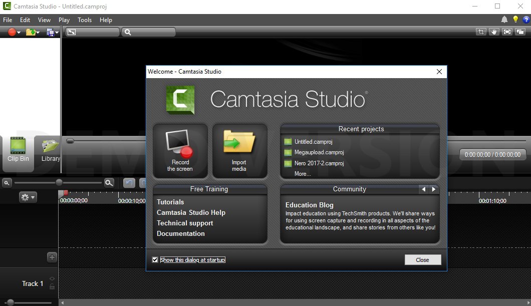 Camtasia Studio windows