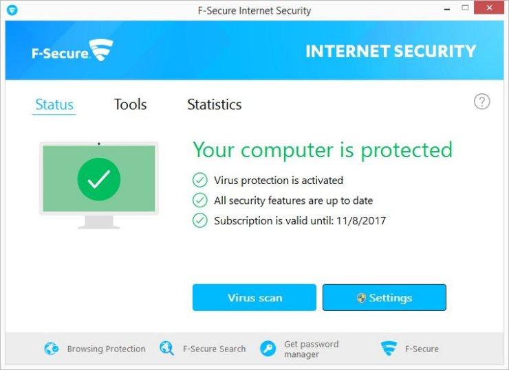 F-Secure Internet Security windows
