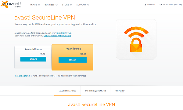 avast secureline vpn license key not working