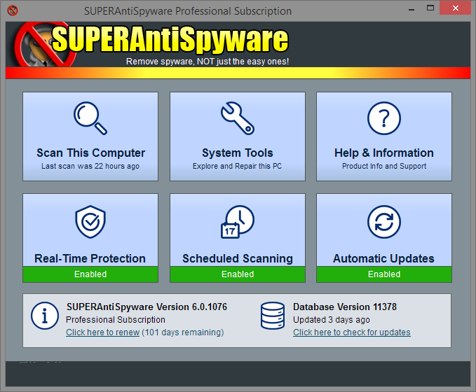 SUPERAntiSpyware Professional windows