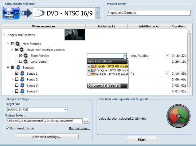 VSO Blu-ray To DVD windows