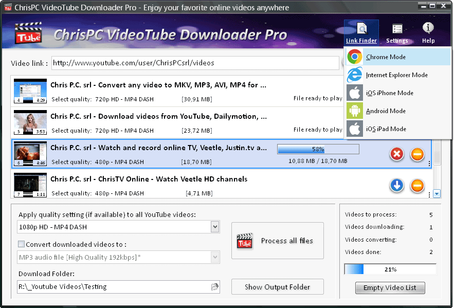 ChrisPC VideoTube Downloader Pro windows