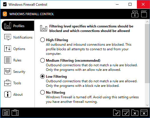 Windows Firewall Control windows