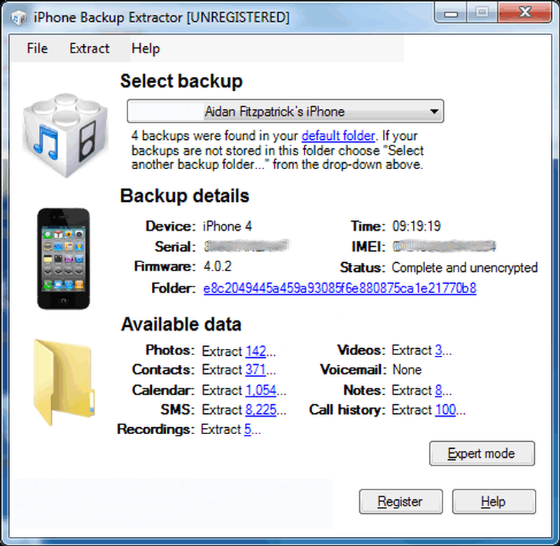iPhone Backup Extractor latest version