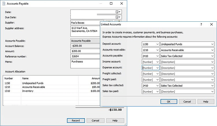 Express Accounts Accounting Software windows