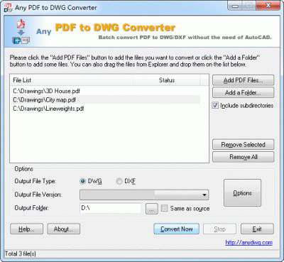 Any PDF to DWG Converter windows