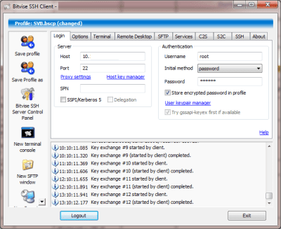 Bitvise SSH Client windows