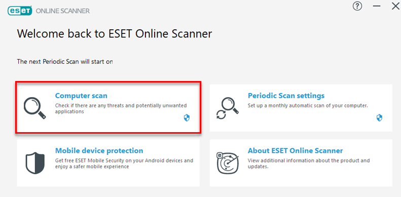 ESET Online Scanner windows