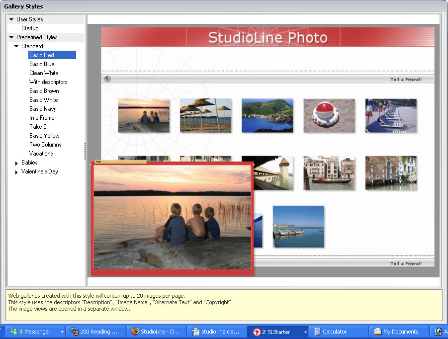 StudioLine Photo Classic windows